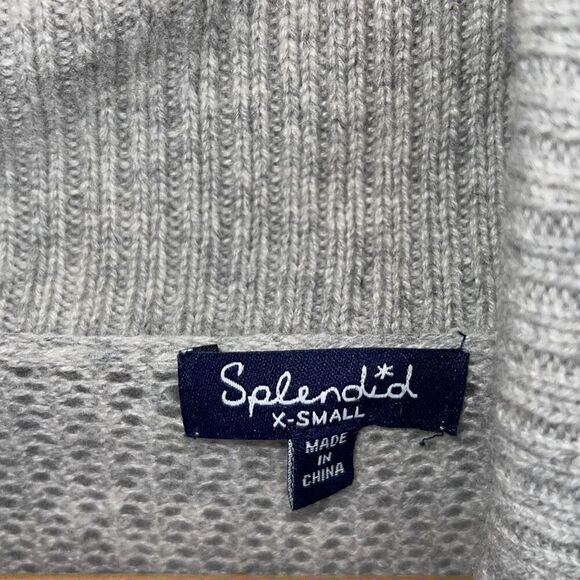 Splendid Womens Knit Ribbed Collar‎ Open Front Cardigan Sweater Light Gray Sz XS - Picture 4 of 7